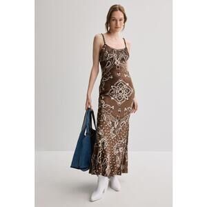 Sandro Brown Paisley Slip Dress